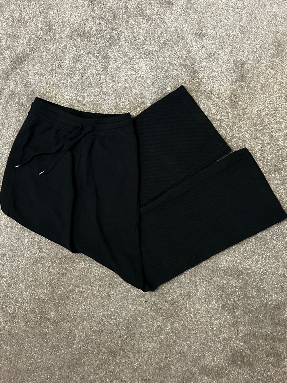 Tna Aritzia Black Waffle Knit Wide-Leg Lounge Pants - Size 2XS